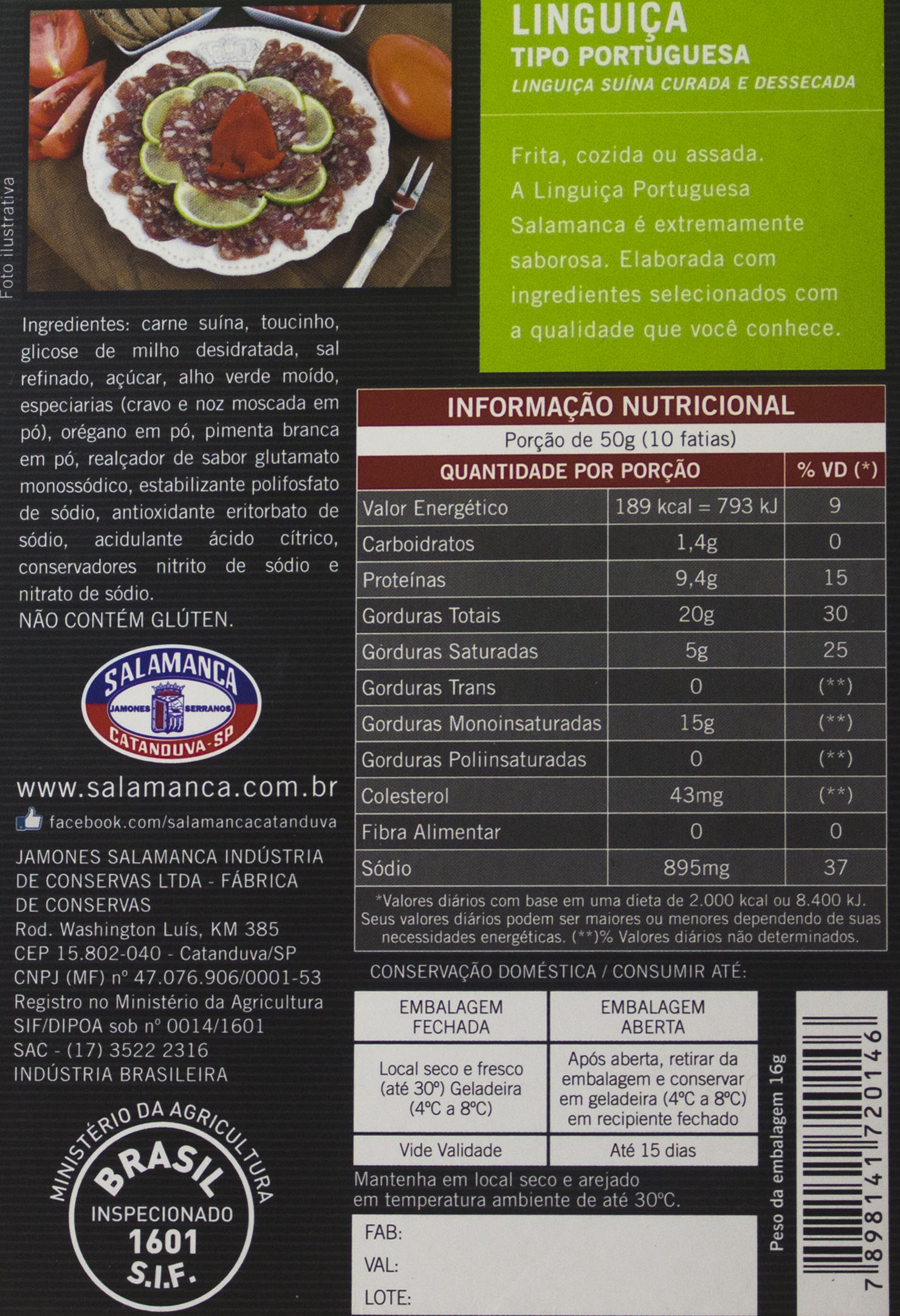 Linguiça Salamanca Portuguesa - 250 gramas